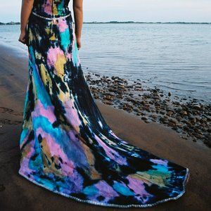 NEW Silk wedding prom gala Dress black pink purple silver blue gold M 6 8 10 dye